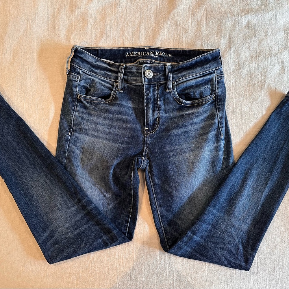 American Eagle Outfitters Blue Skinny Jeans with Tapered Leg